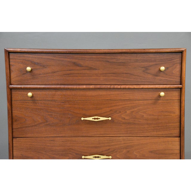 Brown 1960s Refinished Walnut Tall Dresser by Kent Coffey the Sceptre For Sale - Image 8 of 10