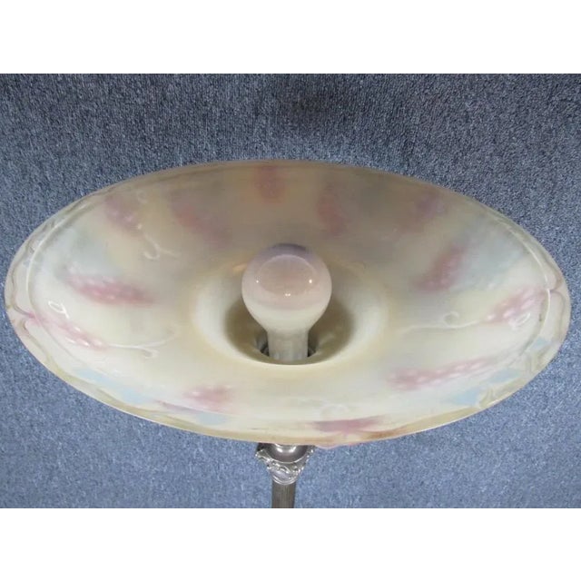 Antique Art Nouveau Marble and Brass Torchiere Lamp For Sale - Image 4 of 8