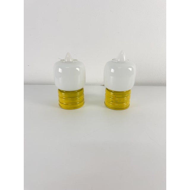 Vintage Bedside Lamps in Colored Metal and Opal Glass, 1970s, Set of 2 For Sale - Image 12 of 12