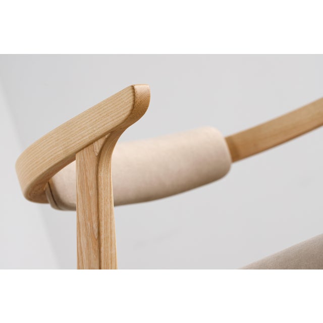 Modern Style Dining Room Chair in Ash Solid Wood and Beige Material For Sale - Image 4 of 12