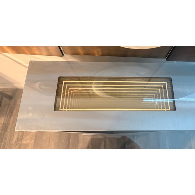 Nova 1980s Postmodern Nova Lighting "Vortex" Infinity Console Table & Matching Wall Mirror Set by Jon Gilmore - 2 Piece Statement Set For Sale - Image 4 of 8
