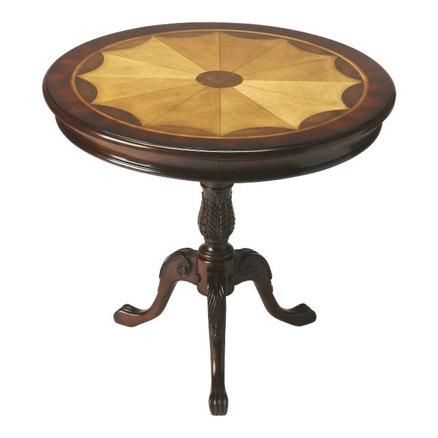 Carissa Round 30" Pedestal Table, Dark Brown For Sale