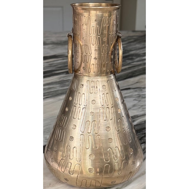 Mid-Century Modern Made in India Mid-Century Modernist Solid Brass Vase, Polished For Sale - Image 3 of 13