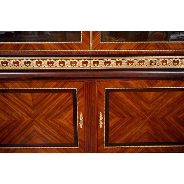 Antique Napoleon III Bookcase in Exotic Wood with Gilded Bronze Inserts, France, 19th Century For Sale - Image 4 of 6