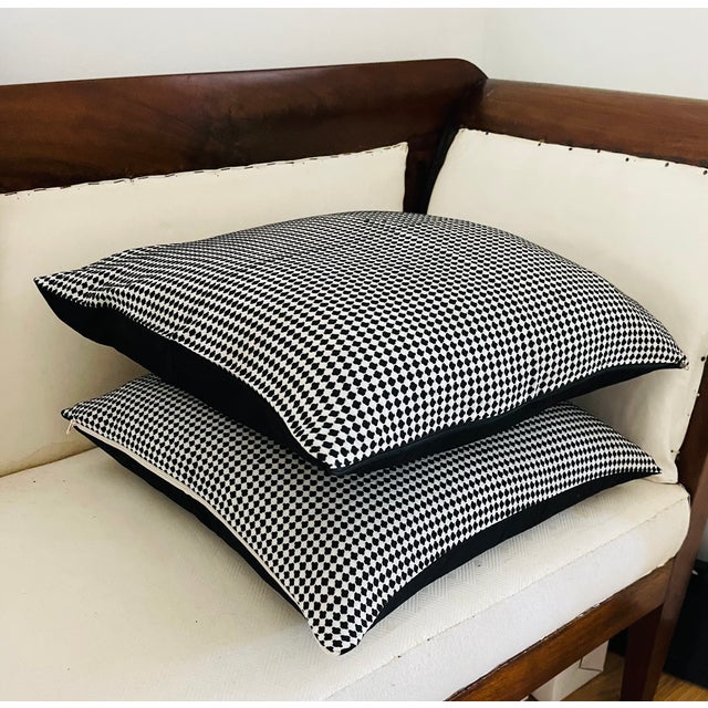 Boho Chic Pair of Color Block Textile Pillow Shams - Set of 2 For Sale - Image 3 of 3