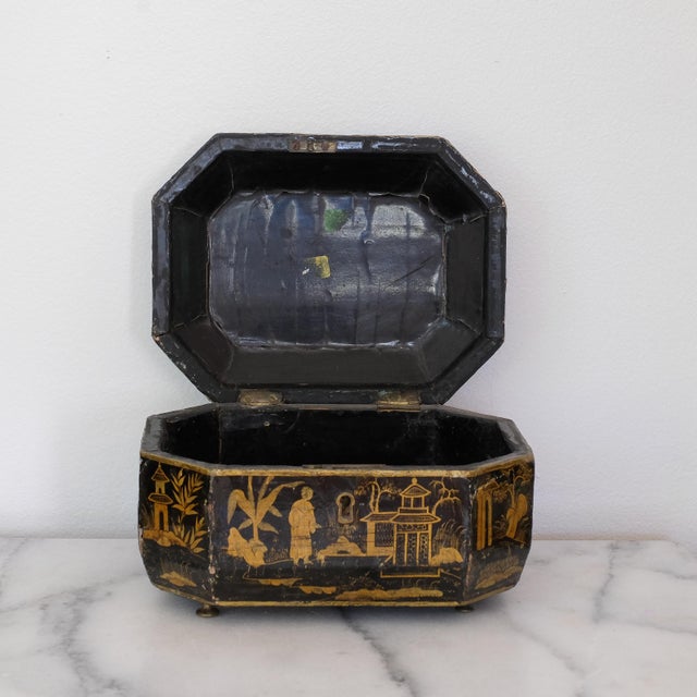 Black Chinese Lacquered Tea Caddy Box For Sale In Raleigh - Image 6 of 7