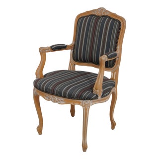 French Louis XV Style Upholstered Open Armchair For Sale