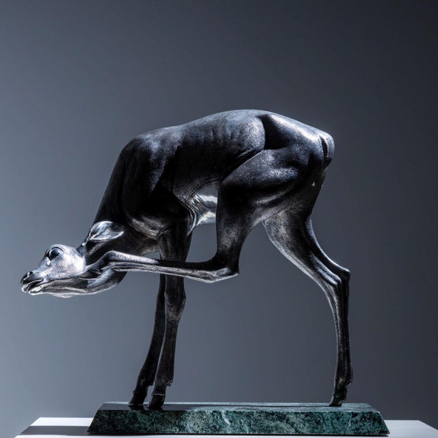 1950s Naturalistic Silver Doe Sculpture by Sirio Tofanari (1886-1969) For Sale - Image 12 of 18