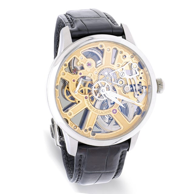 Maurice Lacroix Masterpiece Mp7228 Gold-Tone Skeleton Dial Watch For Sale - Image 11 of 15