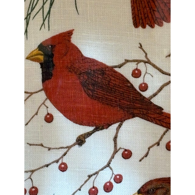 Vintage KayDee Designs Featuring Cardinals Framed in Hand Printed Linen Textiles For Sale - Image 4 of 5