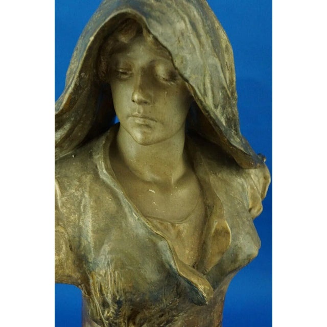 Large 20th Century Terracotta Bust of a Peasant Lady by Ciseau for Goldscheider, Austria For Sale - Image 10 of 18