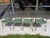This listing consists of a beautiful vintage set of 4 neoclassical style green wrought iron lyre harp garden chairs.They...