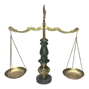 1940s Japanese Green Marble & Bronze Scales of Justice