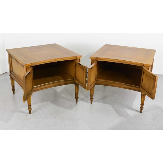 Mid Century Transitional Curve Front Burlwood Nightstands by Weiman - a Pair For Sale - Image 12 of 12