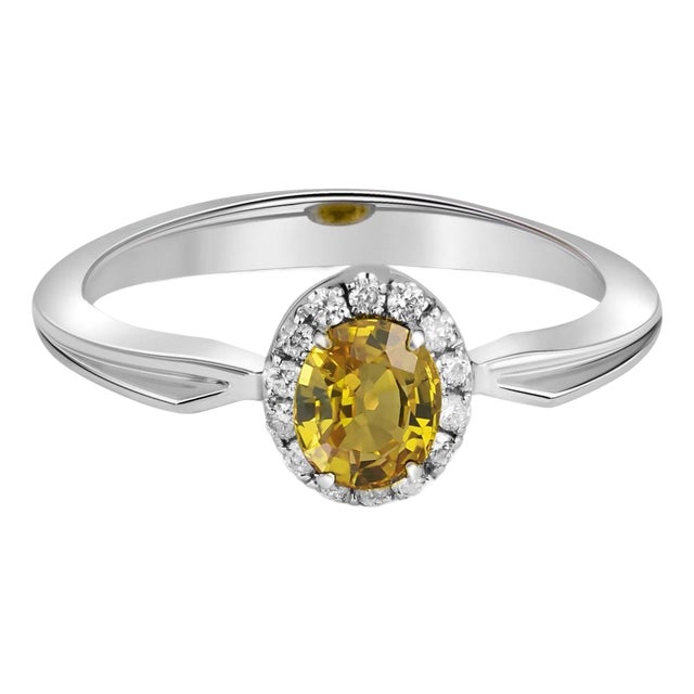 Yellow Sapphire and Diamonds 14k Gold Ring For Sale