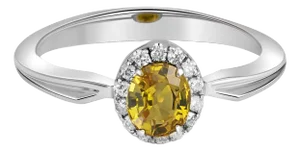 Yellow Sapphire and Diamonds 14k Gold Ring