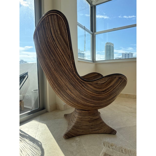 Mid-Century Modern 1970s Italian Rattan Egg Chair For Sale - Image 3 of 4