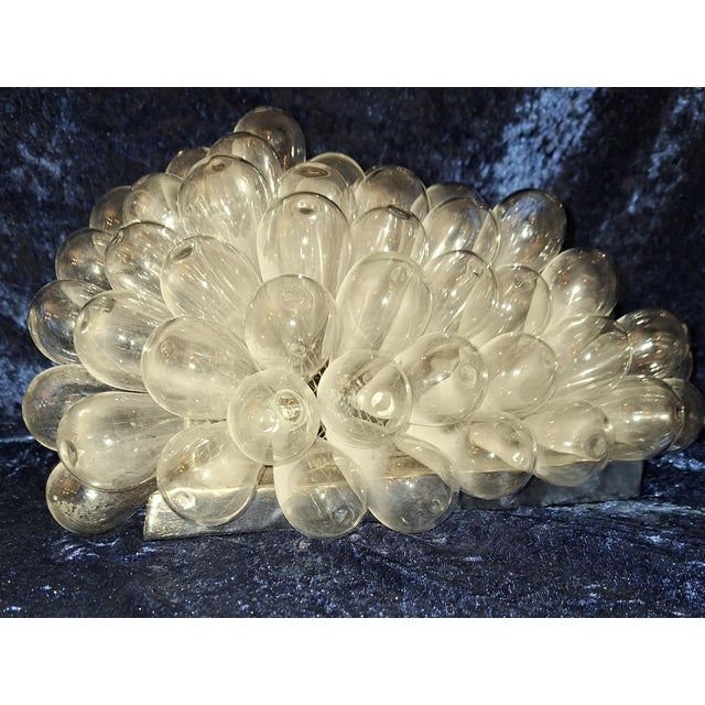 Metal Vintage Wall Lamps with Metal Frame and Clear Glass Drops, 1980s, Set of 2 For Sale - Image 7 of 8