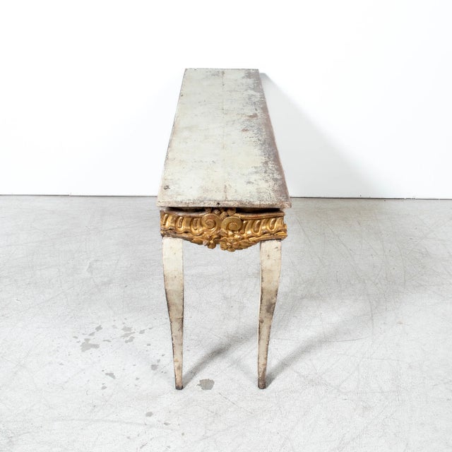 Custom Made French Louis XV Style Painted Rococo Wall Console With 18th-Century Giltwood Pelmet For Sale - Image 14 of 16