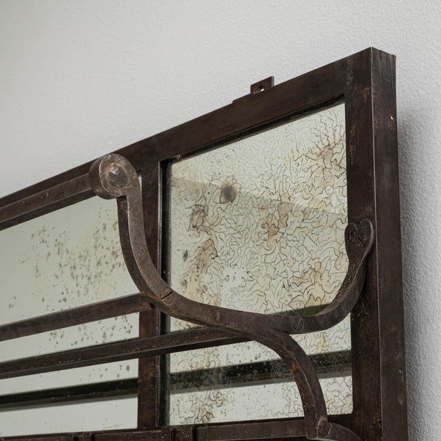 1910s French Wrought Iron Mirror With Coat Rack & Stand For Sale - Image 14 of 18