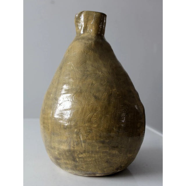 Vintage Large Free Form Studio Pottery Vase For Sale - Image 11 of 13