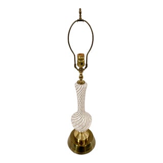 Small 1960s Murano Glass Aventurine Ribbon Table Lamp For Sale