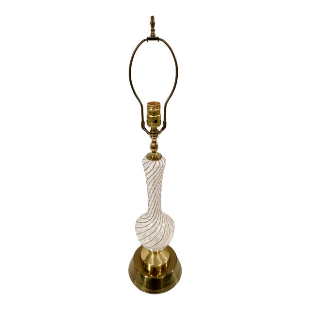 Small 1960s Murano Glass Aventurine Ribbon Table Lamp For Sale