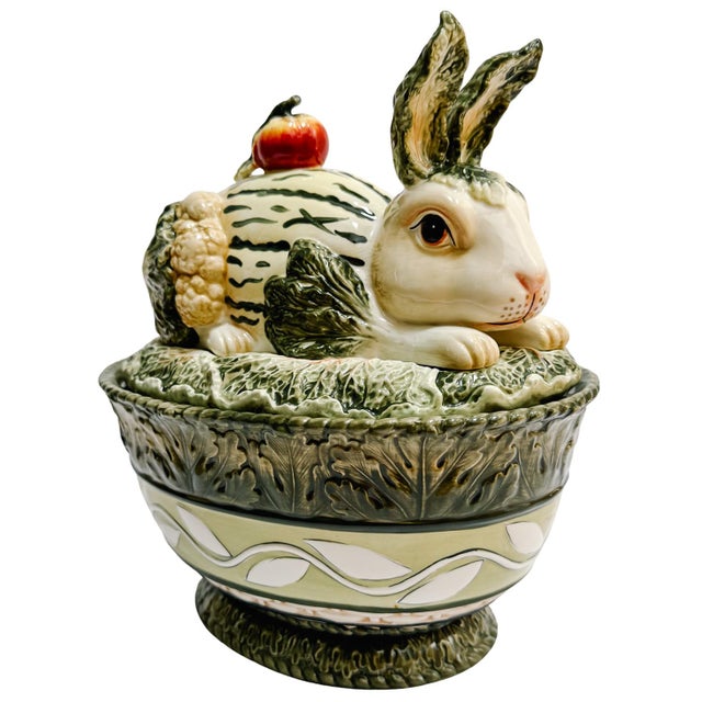 English Vintage and Floyd Vista Bella Rabbit Tureen With Lid For Sale - Image 3 of 10