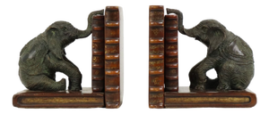 Elephant Bookends in Patinated Bronze, Set of 2