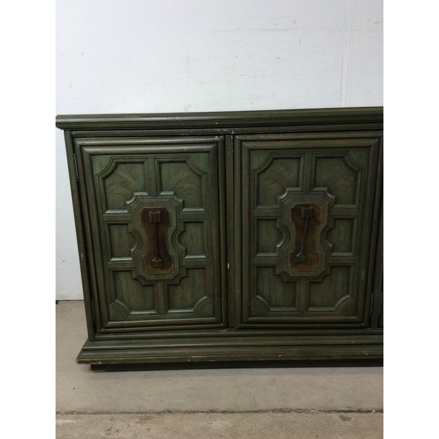 Mid Century Modern Jade Credenza With Unique Brass Hardware For Sale - Image 10 of 18