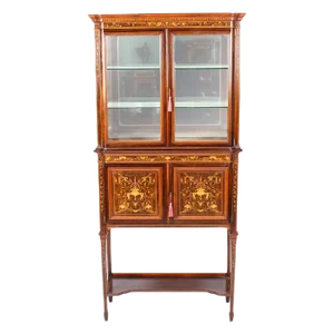 Antique Edwardian Inlaid Display Cabinet from Edwards & Roberts, 19th-Century