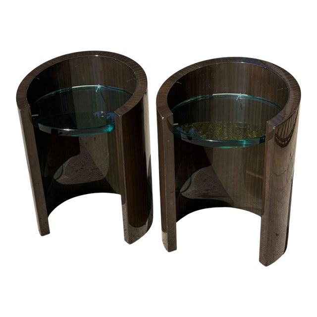 Pair of J. Robert Scott Modernist Macassar Side Tables For Sale