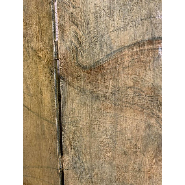 Three Fold Asymmetrical Painted Screen For Sale - Image 5 of 14