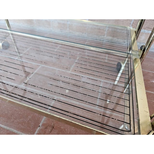 Trolley in Brass and Glass with Two Shelves, 1970s For Sale - Image 10 of 14
