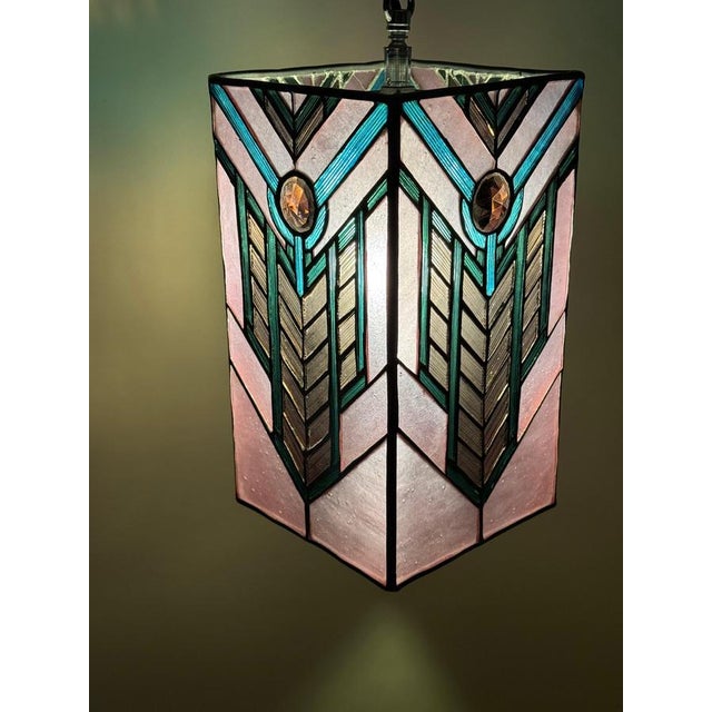 Art Deco Ruby Glass Lantern in the style of Tiffany & Co., 1990s For Sale - Image 4 of 16