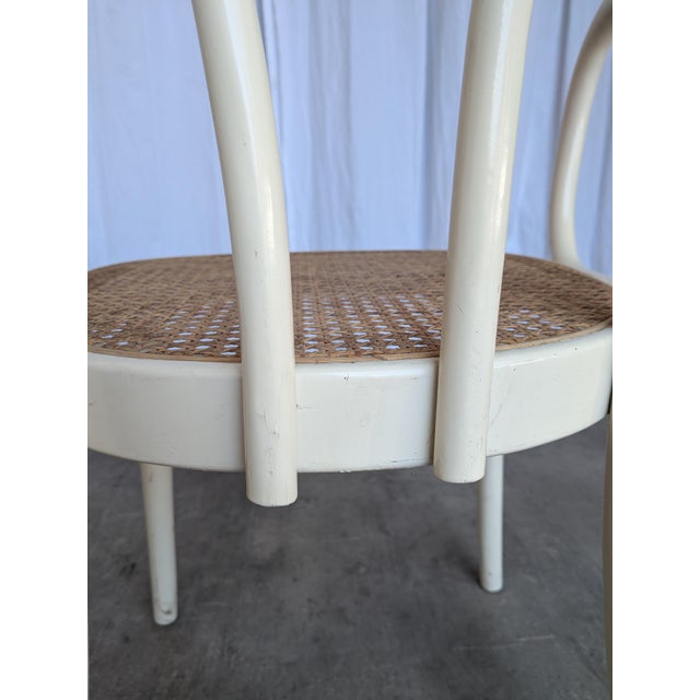 Beige Vintage Dining Chair in White Beech and Bentwood Cane Seat, 1970s For Sale - Image 8 of 18
