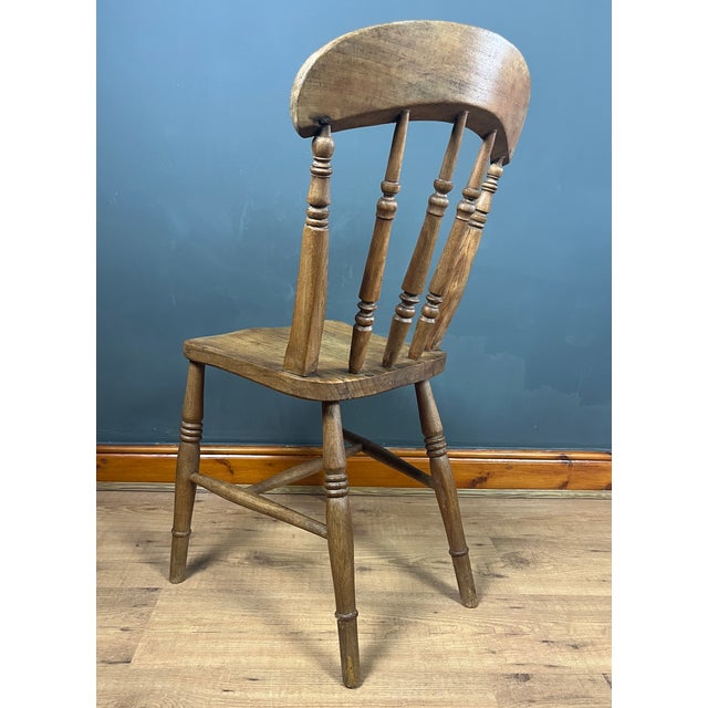 Brown Antique Victorian Windsor Stickback Spindle Kitchen Chair, 1890s For Sale - Image 8 of 18