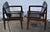 Thonet Walnut Arm Chairs Mid Century Modern Black Vinyl Pair Office For Sale In Philadelphia - Image 6 of 11