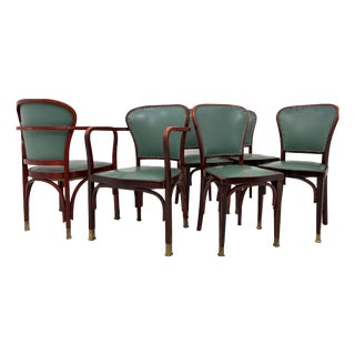 Vienna Secession Chairs and Armchairs by Gustav Siegel for Jacob & Josef Kohn, 1890s, Set of 6 For Sale