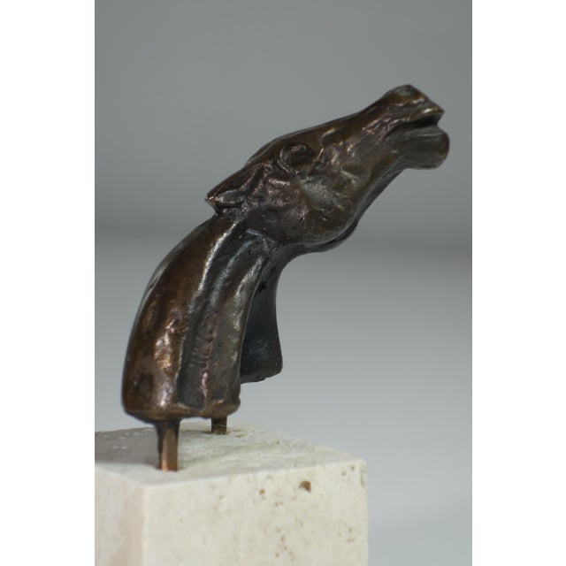Bruno Cassinari, Horse Head Sculpture, 1970s, Bronze on Travertine Base For Sale - Image 4 of 8