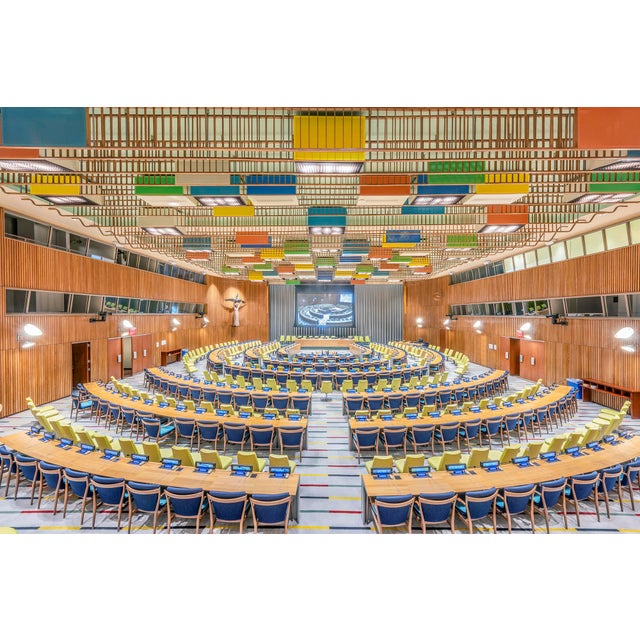 United Nations, Council Chamber Room Interior Photograph by Richard Silver, 16 x 24 For Sale