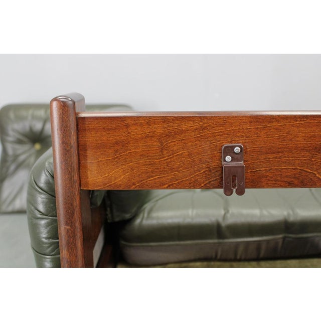 Mid-Century Modern Green Leather Chair, Czechoslovakia, 1970s For Sale - Image 17 of 18