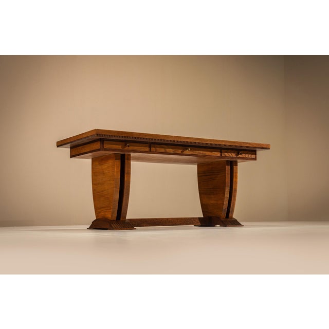 1930s Desk in Ash Veneer and Dark Stained Details by Pier Luigi Colli, Italy, 1930s For Sale - Image 5 of 18