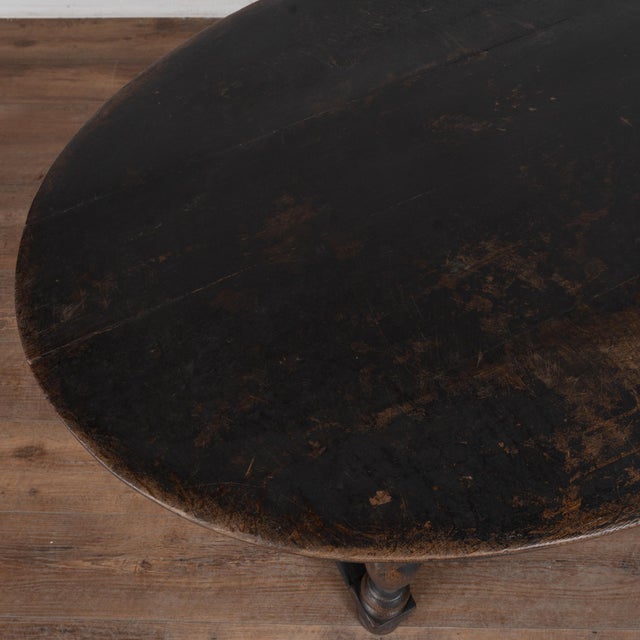 19th Century Swedish Black Painted Oak Oval Side Table For Sale - Image 4 of 17