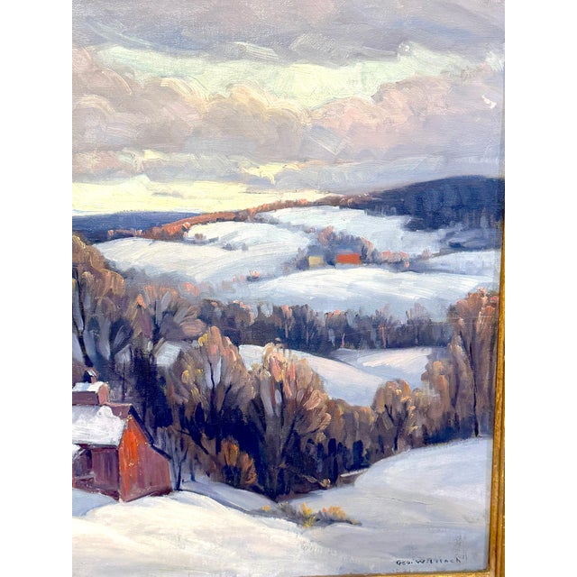 George Lingle Wilstach (American, 1892–1973) Winter Hillside with Red Barn For Sale In West Palm - Image 6 of 9