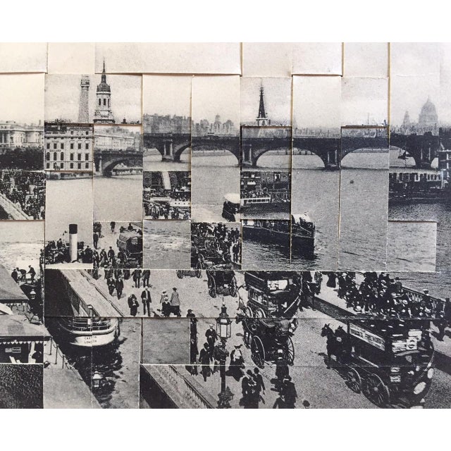 Early 21st Century London Bridge, London, Uk - Hand Cut and Woven Vintage Photo Postcards, Framed For Sale - Image 5 of 5