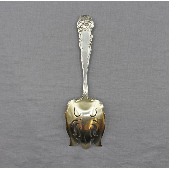 Sterling silver & gold wash serving fork, "Raphael" 1902 by Alvin. Large, splendid Art Nouveau piece - a truly great...