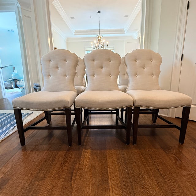 Set of 6 Lillian August Arden Park Side Chairs With Perennials Upholstery For Sale - Image 13 of 15