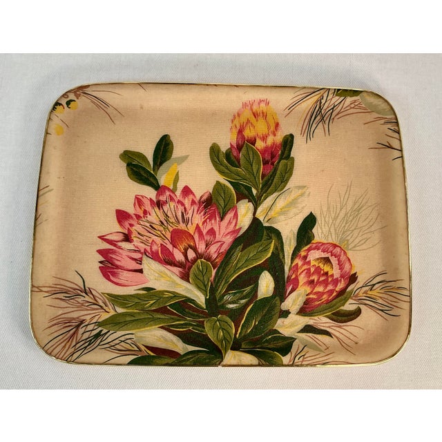 Vintage Exotic Flower Fabric Covered Tray For Sale - Image 11 of 11