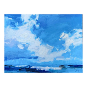 Contemporary Blue Sky Clouds Seascape Oil Painting